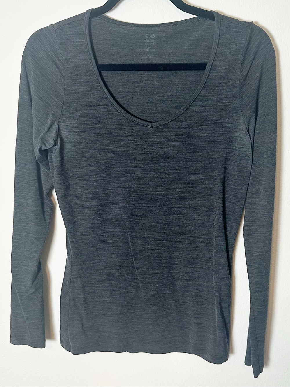 Icebreaker Merino Wool Long Sleeve Top Charcoal Grey Small